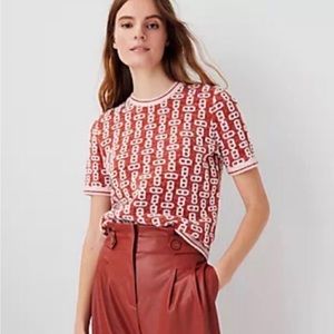 Ann Taylor Chain Link Short Sleeve Sweater